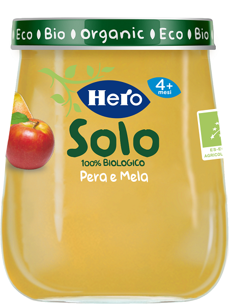 HERO SOLO OMOGENEIZZATO PERA MELA 100% BIO 120 G - Farmacia De Pasquale
