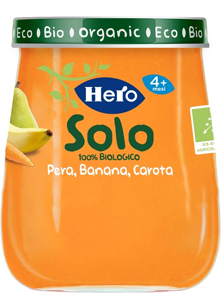 HERO BABY OMOGENEIZZATO PERA BANANA CAROTA 100% BIO 120 G - Farmacia De Pasquale