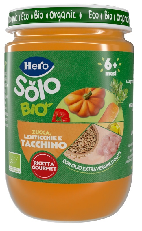 HERO SOLO OMOGENEIZZATO ZUCCHINE LENTICCHIE TACCHINO 100% BIO 190G - Farmacia De Pasquale