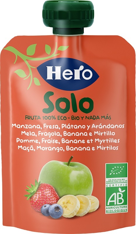 HERO SOLO FRUTTA FRULLATA 100% BIO MELA BANANA FRAGOLA 100 G - Farmacia De Pasquale