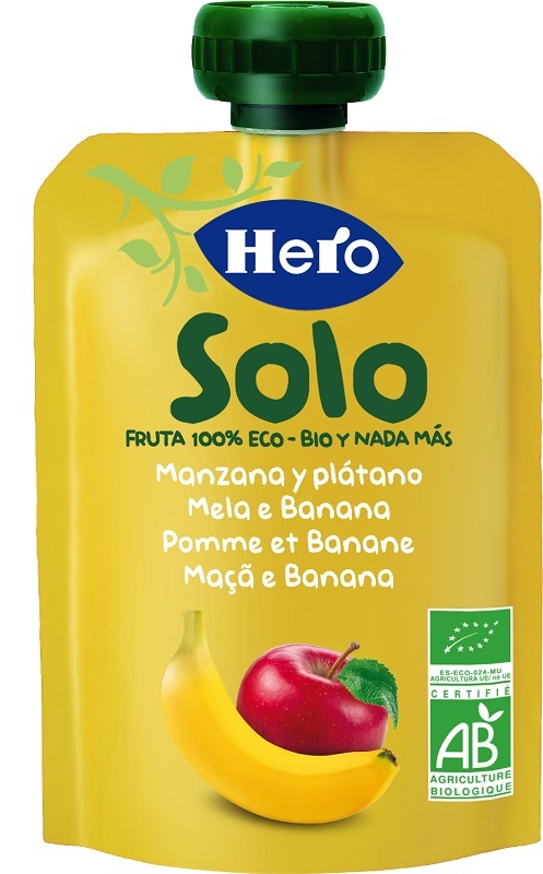 HERO SOLO FRUTTA FRULLATA 100% BIO MELA/BANANA 100 G - Farmacia De Pasquale