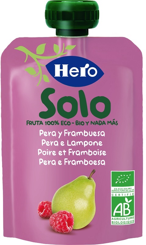 HERO SOLO FRUTTA FRULLATA 100% BIO PERA E LAMPONE 100 G - Farmacia De Pasquale