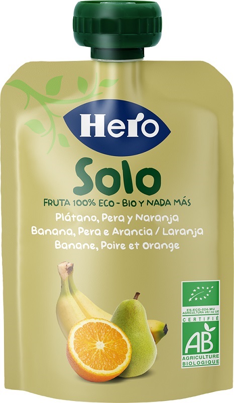 HERO SOLO FRUTTA FRULLATA 100% BIO BANANA PERA ARANCIA 100 G - Farmacia De Pasquale