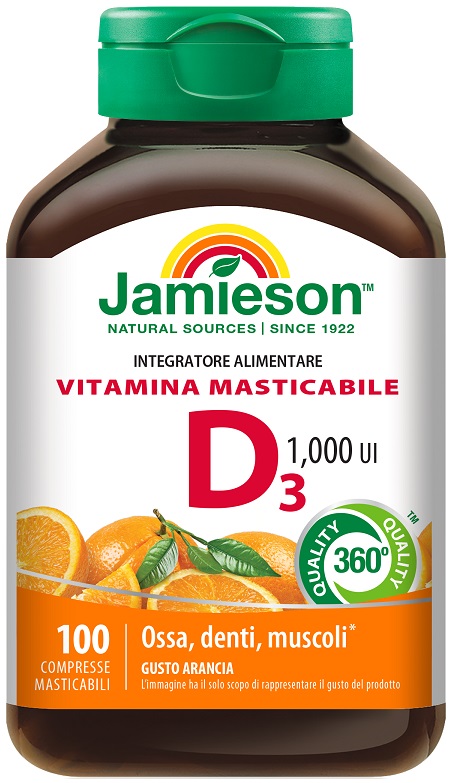 JAMIESON VITAMINA D MASTICABILE ARANCIA 100 COMPRESSE - Farmacia De Pasquale