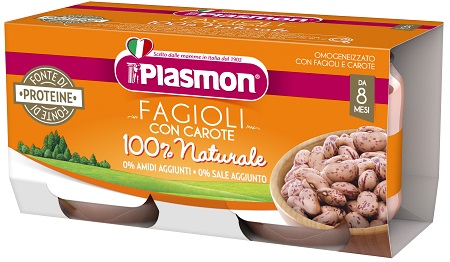 PLASMON OMOGENEIZZATO FAGIOLI BORLOTTI E CAROTE 2X80 G - Farmacia De Pasquale