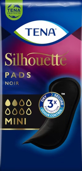 ASSORBENTE NERO INCONTINENZA LEGGERA TENA SILHOUETTE NOIR MINI 18 PEZZI - Farmacia De Pasquale