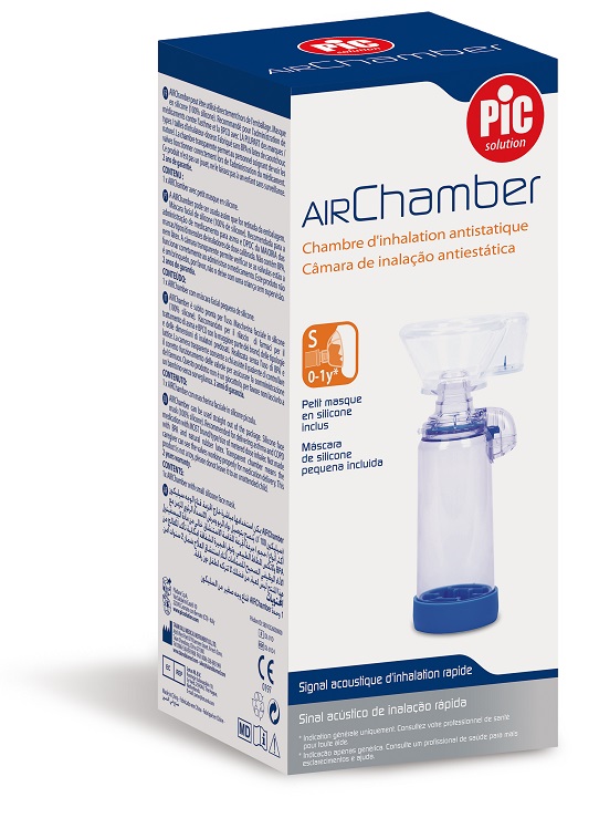 CAMERA INALAZIONE ANTISTATICA PIC SOLUTION AIR CHAMBER MASCHERINA FACCIALE IN SILICONE PICCOLA S 0-1 ANNO - Farmacia De Pasquale