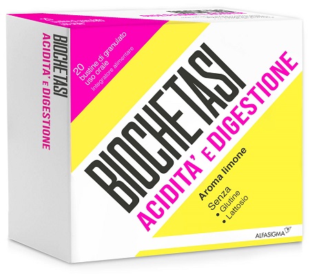 BIOCHETASI ACIDITA' E DIGESTIONE 20 BUSTE GRANULATO AROMA LIMONE - Farmacia De Pasquale