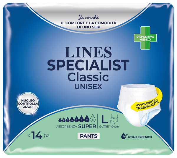 PANNOLONE A MUTANDA LINES SPECIALIST CLASSIC PANTS SUPER L 14 PEZZI - Farmacia De Pasquale