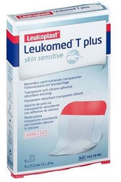 LEUKOMED T PLUS SKIN SENSITIVE MEDICAZIONE POST-OPERATORIA TRASPARENTE IMPERMEABILE CON MASSA ADESIVA AL SILICONE 5X7,2CM 5 PEZZI - Farmacia De Pasquale