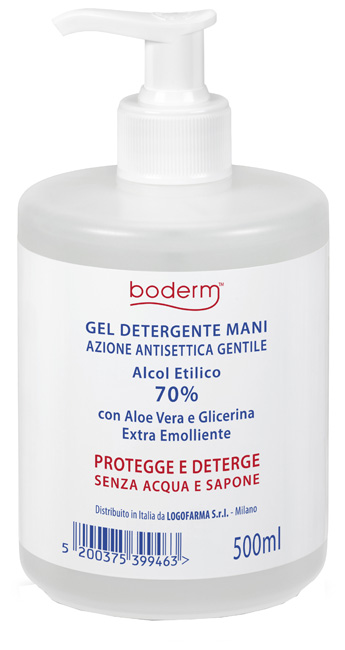 BODERM HAND CLEANSING GEL 70% 500 ML CON DISPENSER - Farmacia De Pasquale