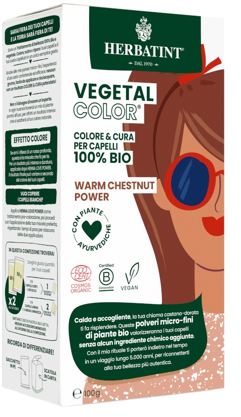 HERBATINT VEGETAL COLOR WARM CHESTNUT POWER ITA 100 G - Farmacia De Pasquale
