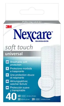 CEROTTO PREPARATO NEXCARE SOFT TOUCH UNIVERSAL 3 MISURE 20 CEROTTI 19X72MM + 10 CEROTTI 25X72MM + 10 CEROTTI TONDI 22,5 MM - Farmacia De Pasquale