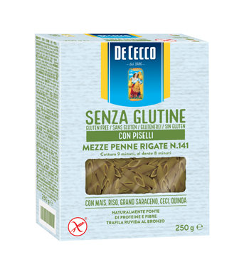 DE CECCO MEZZE PENNE RIGATE N141 CON PISELLI 250 G - Farmacia De Pasquale