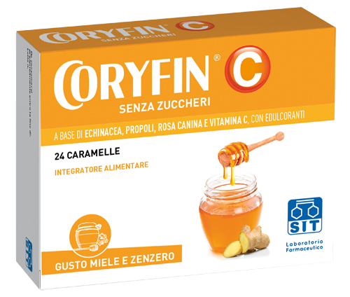 CORYFIN C SENZA ZUCCHERO MIELE ZENZERO 24 CARAMELLE - Farmacia De Pasquale