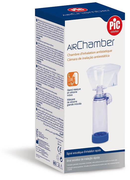 CAMERA DI INALAZIONE ANTISTATICA PIC SOLUTION AIRCHAMBER MASCHERINA FACCIALE IN SILICONE GRANDE L >5 ANNI - Farmacia De Pasquale