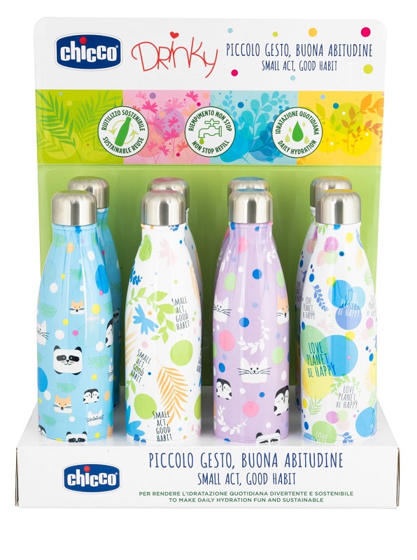 CHICCO BOTTIGLIA INOX DA 500 ML DISPLAY BOX - Farmacia De Pasquale