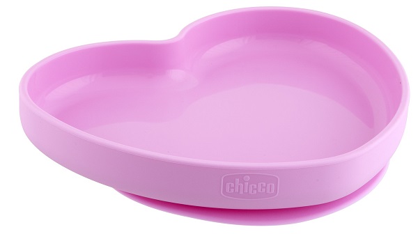 CHICCO PIATTO CUORE VENTOSA SILICONE ROSA - Farmacia De Pasquale