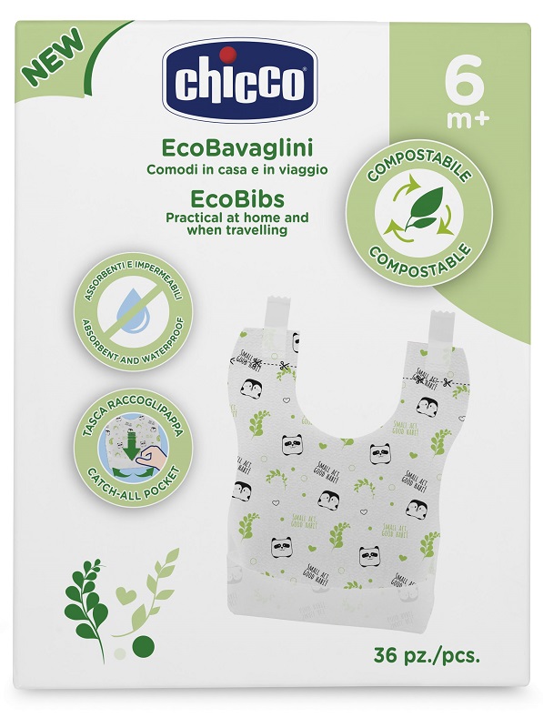 CHICCO BAVAGLINI MONOUSO COMPOSTABILI 36 PEZZI - Farmacia De Pasquale