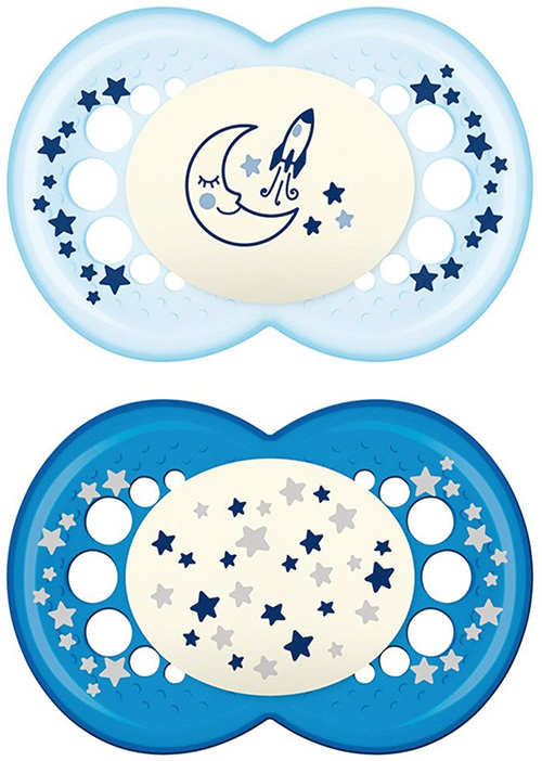 MAM SUCCHIETTO ORIGINAL NIGHT 6+ MESI SILICONE MASCHIO 2 PEZZI - Farmacia De Pasquale