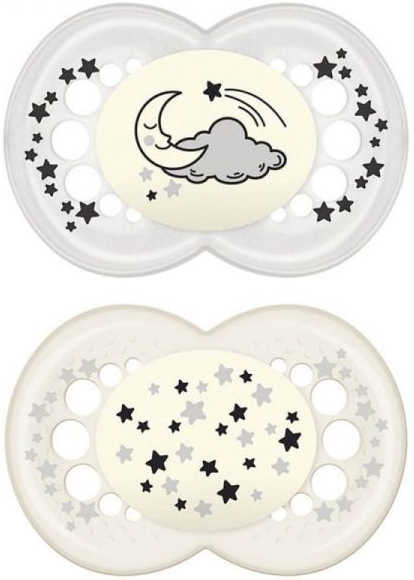 MAM SUCCHIETTO ORIGINAL NIGHT 6+ MESI SILICONE NEUTRO 2 PEZZI - Farmacia De Pasquale