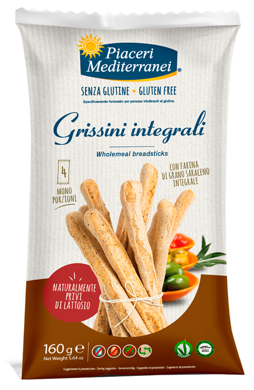 PIACERI MEDITERRANEI GRISSINI INTEGRALI 160 G - Farmacia De Pasquale
