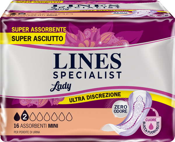 ASSORBENTI PER INCONTINENZA LINES SPECIALIST LADY MINI 16 PEZZI - Farmacia De Pasquale