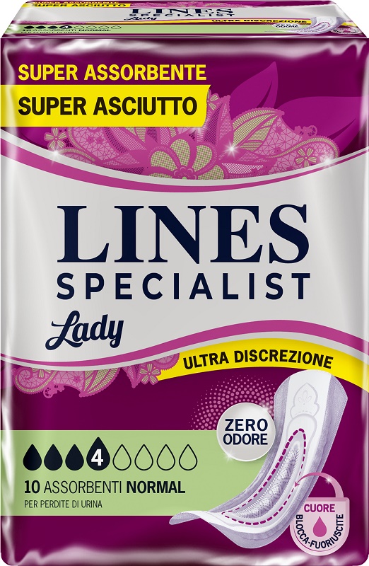 ASSORBENTI PER INCONTINENZA LINES SPECIALIST LADY NORMAL 10 PEZZI - Farmacia De Pasquale