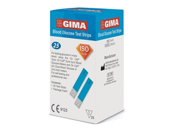 STRISCE MISURAZIONE GLICEMIA PER GLUCOMETRO BLUETOOTH GIMA 25 PEZZI - Farmacia De Pasquale
