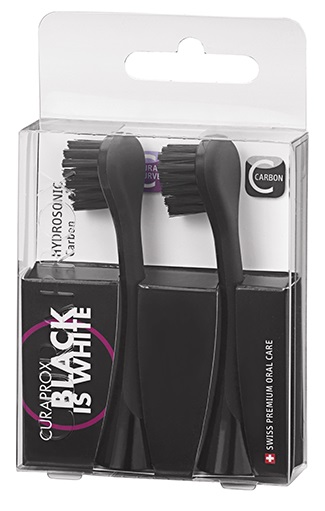 CURAPROX TESTINE RICAMBIO BLACK IS WHITE HYDROSONIC DUO PACK BLACK 2 PEZZI - Farmacia De Pasquale