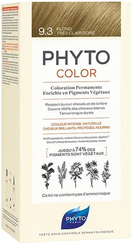 PHYTOCOLOR 9,3 BIONDO CHIARISSIMO DORATO LATTE 50 ML + CREMA 50 ML + MASCHERA 12 ML - Farmacia De Pasquale