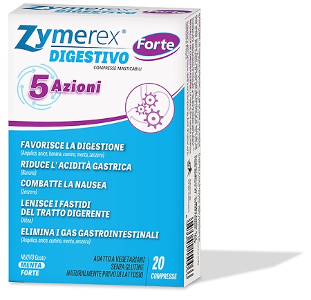 ZYMEREX DIGESTIVO FORTE 5 AZIONI 20 COMPRESSE MASTICABILI - Farmacia De Pasquale