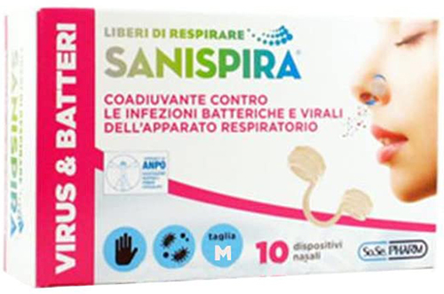 SANISPIRA VISUR & BATTERI FILTRO NASALE MEDIUM 10 PEZZI - Farmacia De Pasquale