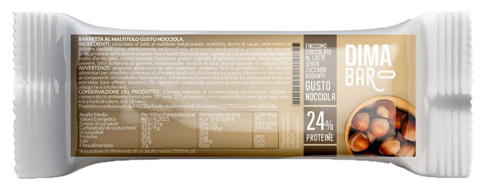 DIMABAR BARRETTA AL MALTITOLO GUSTO NOCCIOLA 40 G - Farmacia De Pasquale