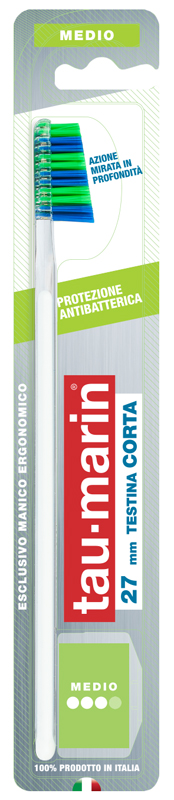 TAUMARIN PROFESSIONAL SPAZZOLINO 27 MEDIO TESTINA CORTA PROTEZIONE ANTIBATTERICA - Farmacia De Pasquale