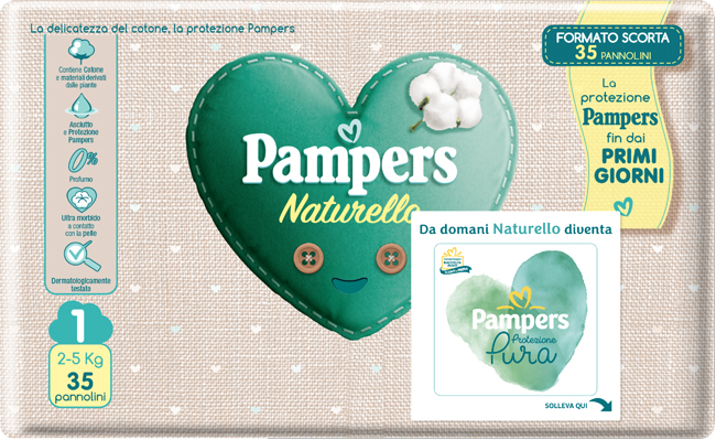 PANNOLINI PAMPERS PROTEZIONE PURA NATURELLO NEWBORN 35 PEZZI - Farmacia De Pasquale