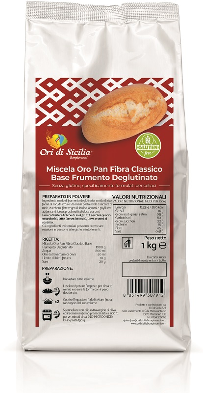 ORI DI SICILIA MIX ORO PAN FIBRA CLASSICO BASE FRUMENTO DEGLUTINATO 1 KG - Farmacia De Pasquale