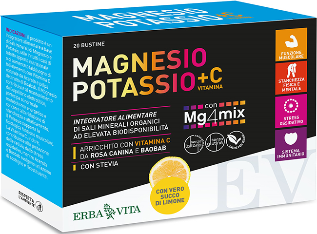 MAGNESIO POTASSIO +C VITAMINA GUSTO LIMONE 20 BUSTINE DA 3,8 G - Farmacia De Pasquale