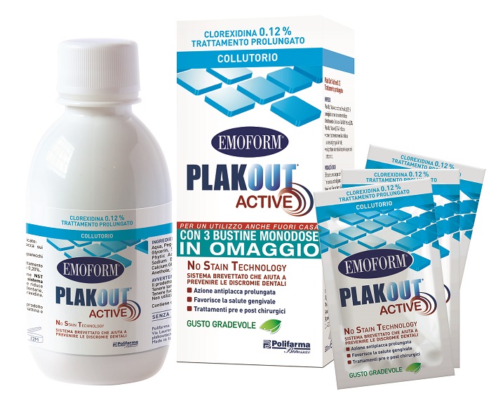 EMOFORM PLAKOUT ACTIVE 0,12% 200 ML + 3 BUSTE - Farmacia De Pasquale
