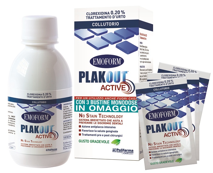 EMOFORM PLAK OUT ACTIVE 0,20% 200 ML + 3 BUSTE - Farmacia De Pasquale