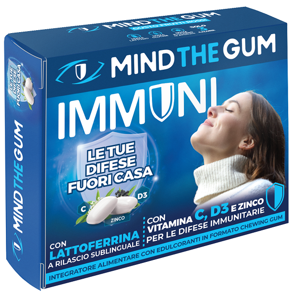 MIND THE GUM IMMUNI CON LATTOFERRINA 18 GOMME CONFETTATE SENZA ZUCCHERO - Farmacia De Pasquale