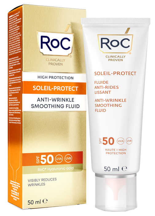 ROC FLUIDO SOLARE VISO SPF 50+ ANTI-RUGHE LEVIGANTE  50 ML - Farmacia De Pasquale