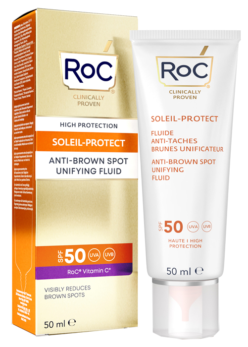 ROC FLUIDO SOLARE VISO SPF 50+ ANTIMACCHIE BRUNE  50 ML - Farmacia De Pasquale