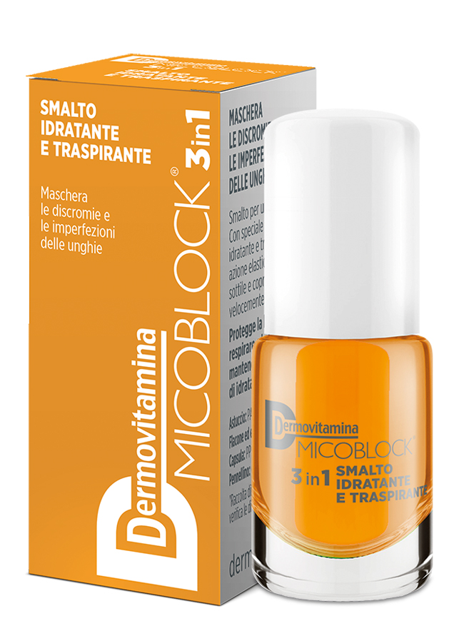 DERMOVITAMINA MICOBLOCK 3 IN 1 SMALTO IDRATANTE E TRASPIRANTE GIALLO 5 ML - Farmacia De Pasquale