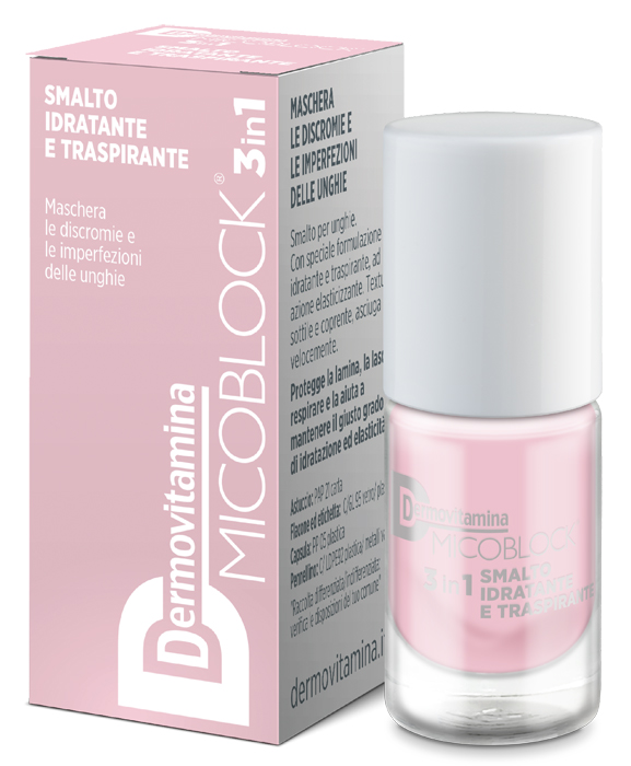 DERMOVITAMINA MICOBLOCK 3 IN 1 SMALTO IDRATANTE E TRASPIRANTE ROSA CHIARO 5 ML - Farmacia De Pasquale