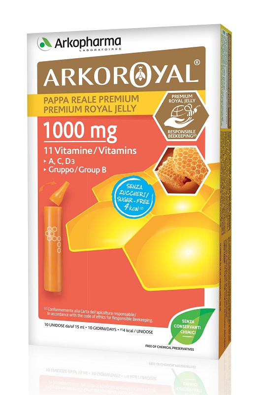 ARKOROYAL PAPPA REALE 1000 MG + VITAMINE SENZA ZUCCHERO 10 FIALE - Farmacia De Pasquale