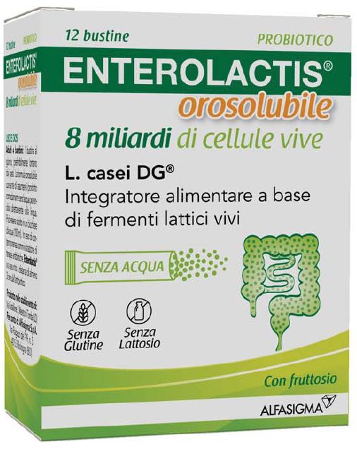 ENTEROLACTIS OROSOLUBILE 8 MILIARDI DI CELLULE VIVE 12 BUSTINE - Farmacia De Pasquale