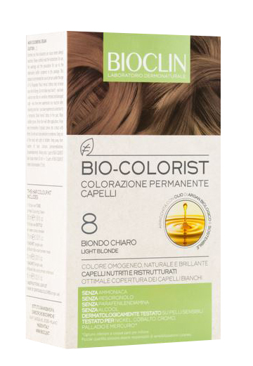 BIOCLIN BIO COLOR FAST&PERFECTION 8,0 BIONDO CHIARO CREMA COLORANTE 60 ML + RIVELATORE IN CREMA 60 ML + BIO COLOR SHAMPOO 10 ML + BIO COLOR MASCHERA 10 ML - Farmacia De Pasquale