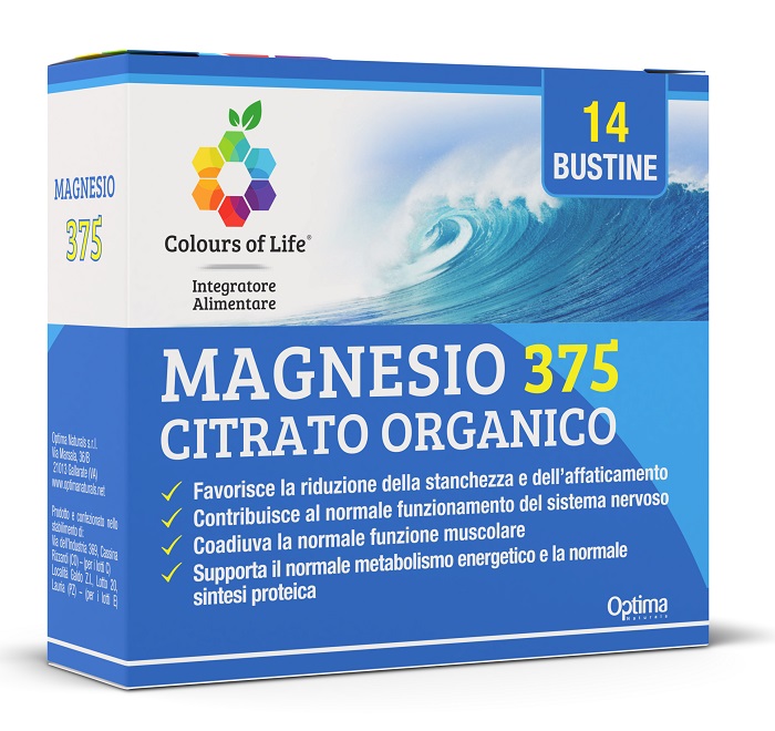 COLOURS OF LIFE MAGNESIO 375 CITRATO ORGANICO 14 BUSTINE DA 4 G - Farmacia De Pasquale