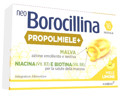 NEOBOROCILLINA PROPOLMIELE+ MIELE/LIMONE 16 PASTIGLIE DA 3,4 G - Farmacia De Pasquale
